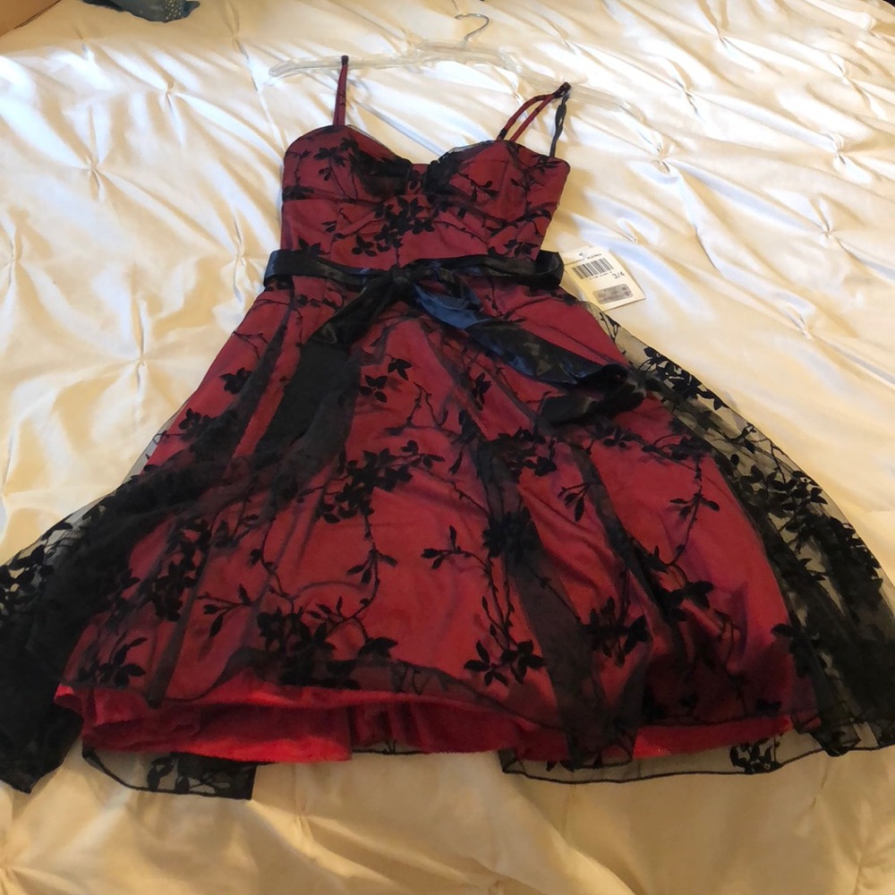 Red and black dress